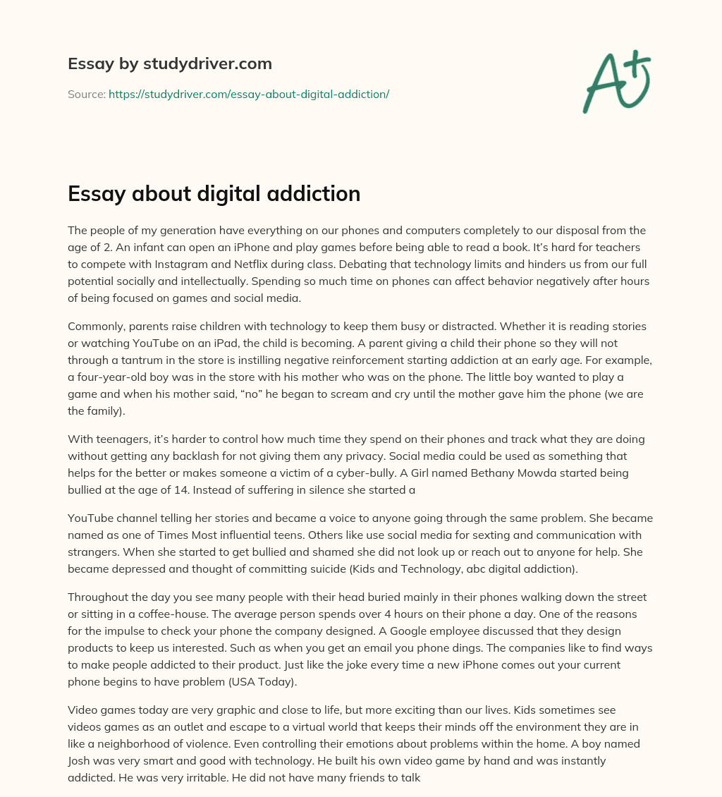 Essay about Digital Addiction essay