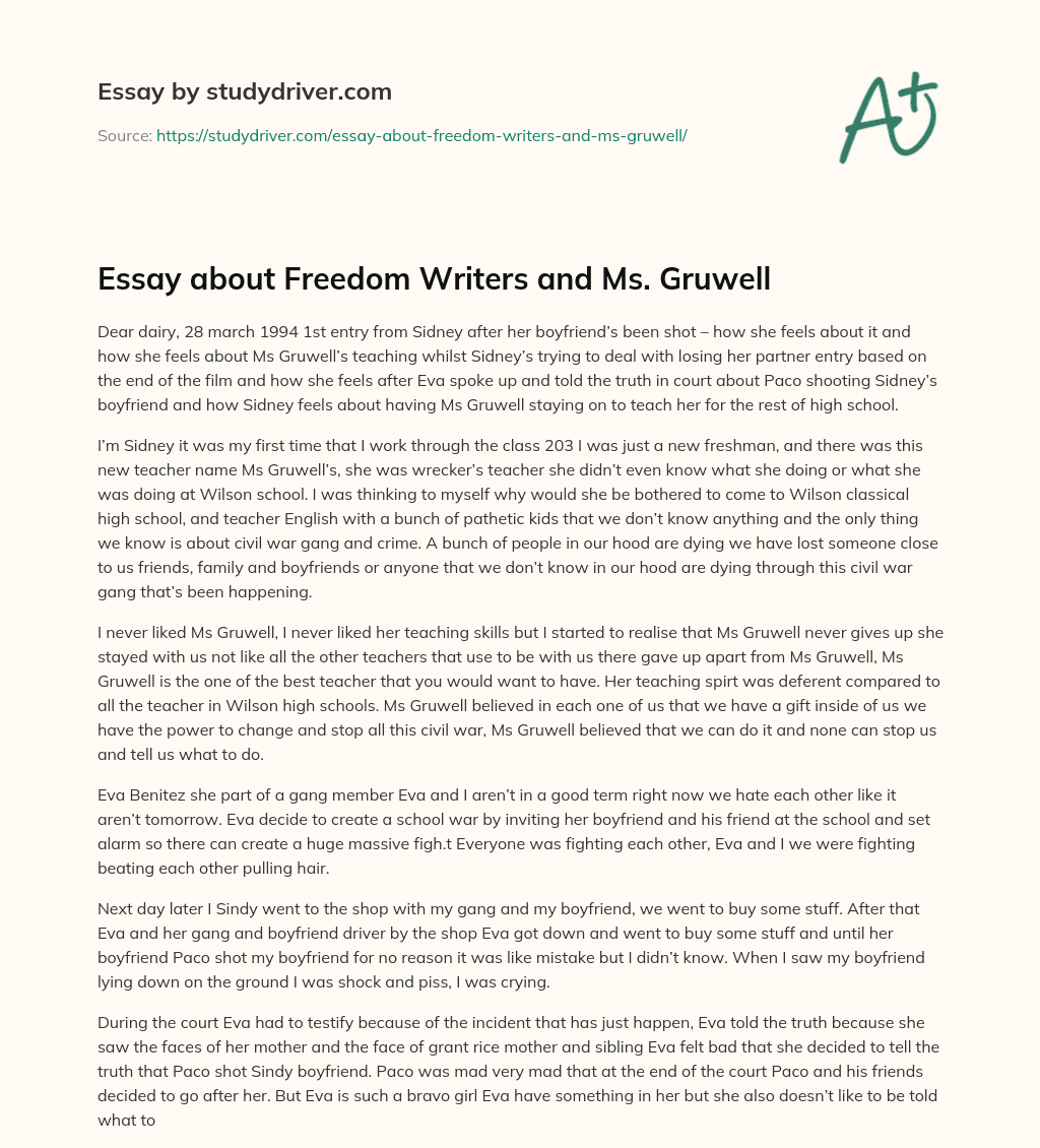Essay about Freedom Writers and Ms. Gruwell essay