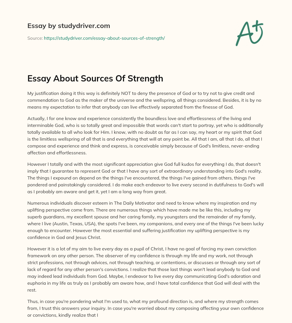 Essay about Sources of Strength essay