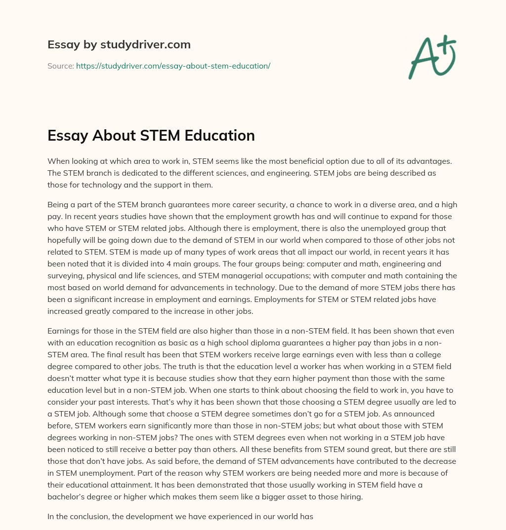 Essay about STEM Education essay