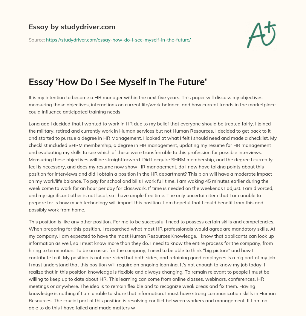 Essay ‘How do i See myself in the Future’ essay