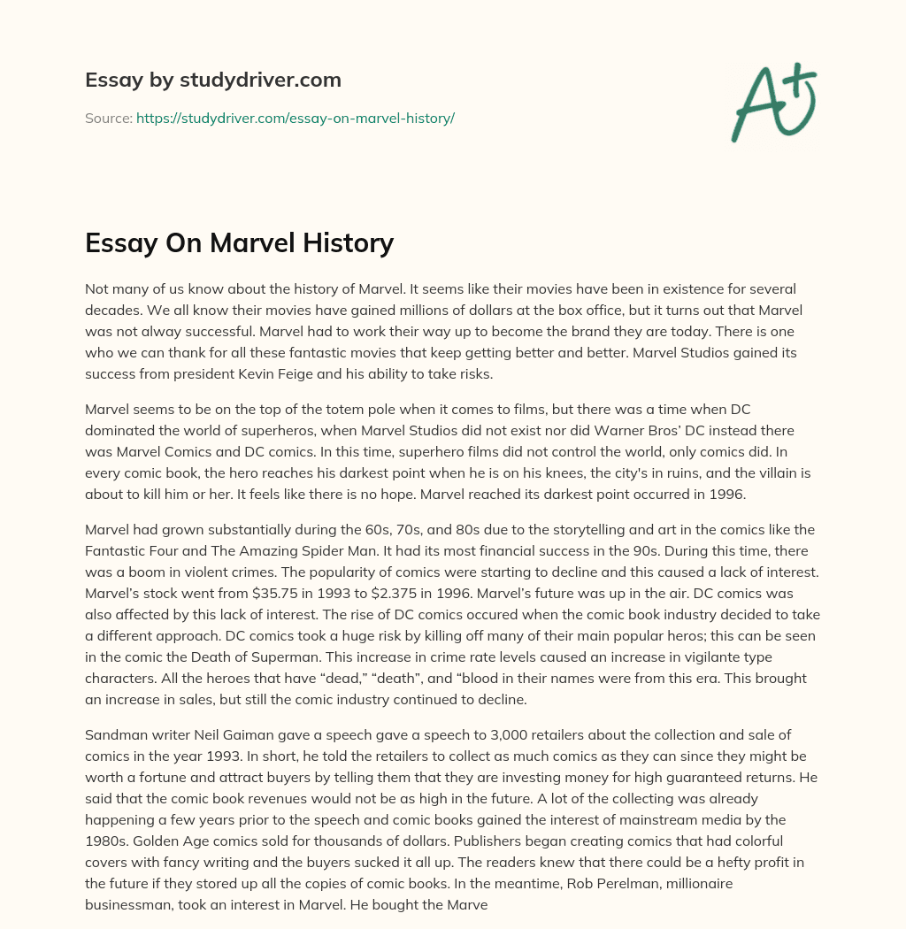 Essay on Marvel History essay