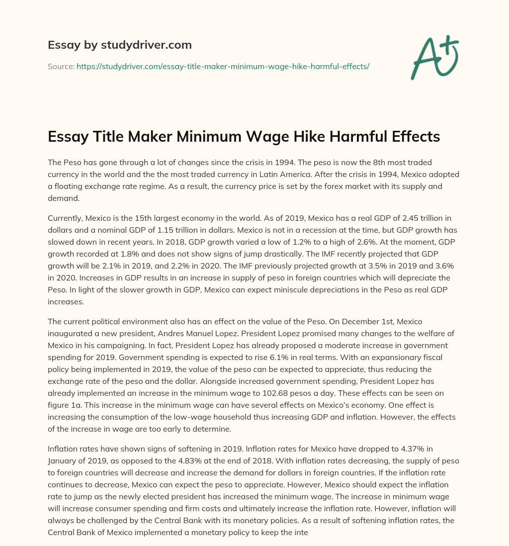 Essay Title Maker Minimum Wage Hike Harmful Effects essay