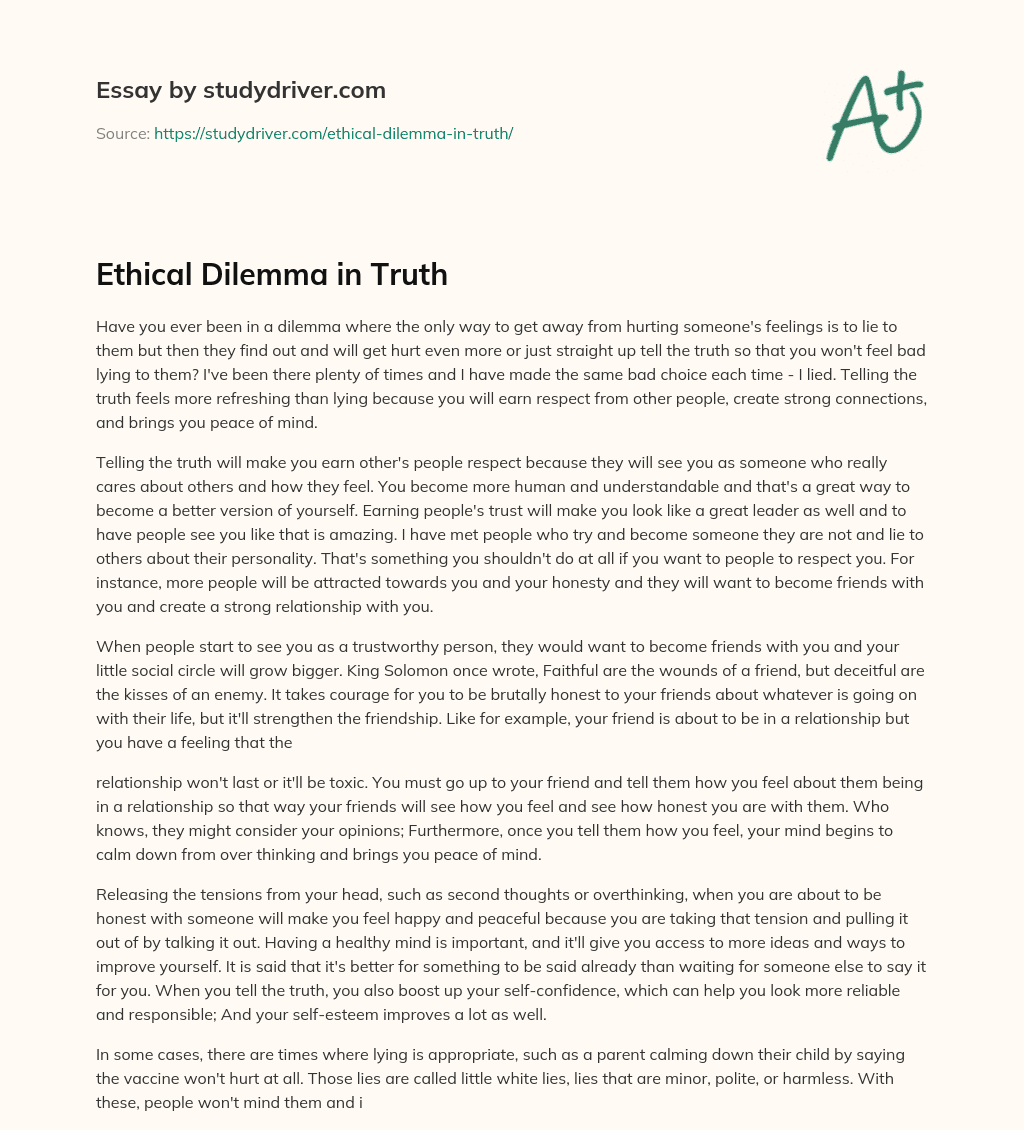 Ethical Dilemma in Truth essay