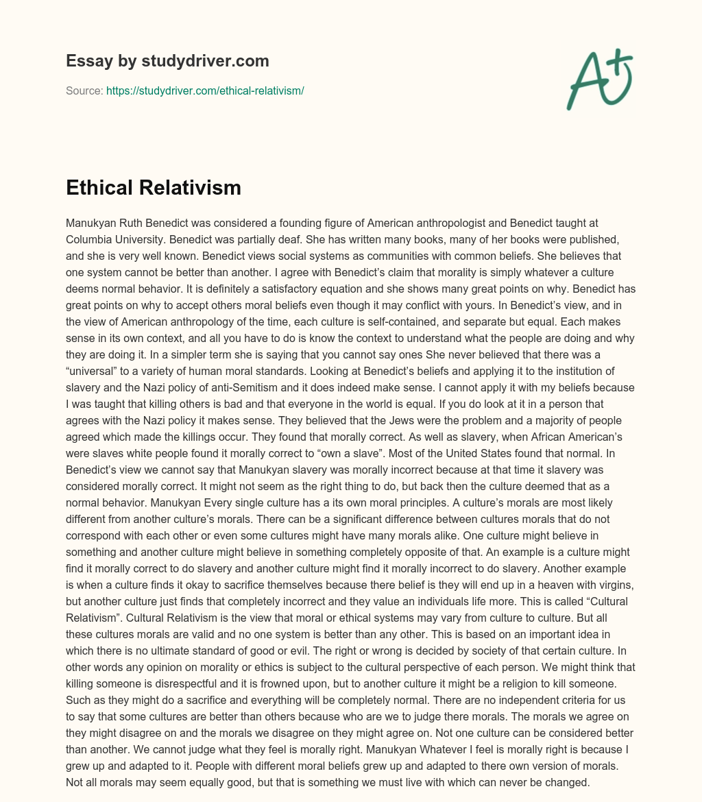 Ethical Relativism essay