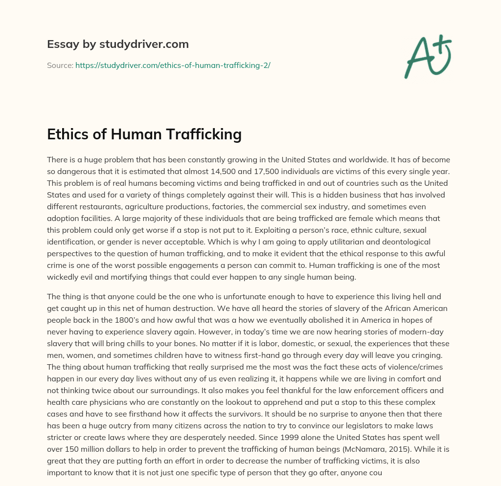 Ethics of Human Trafficking essay