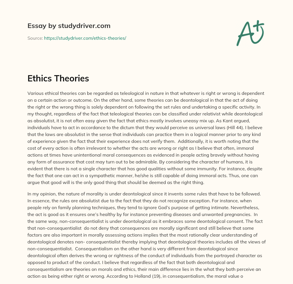 Ethics Theories essay