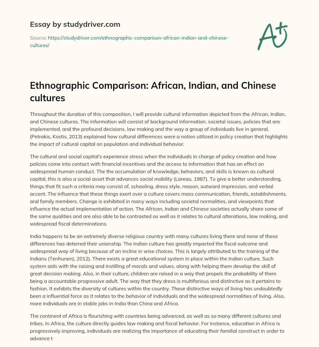 comparing two cultures essay