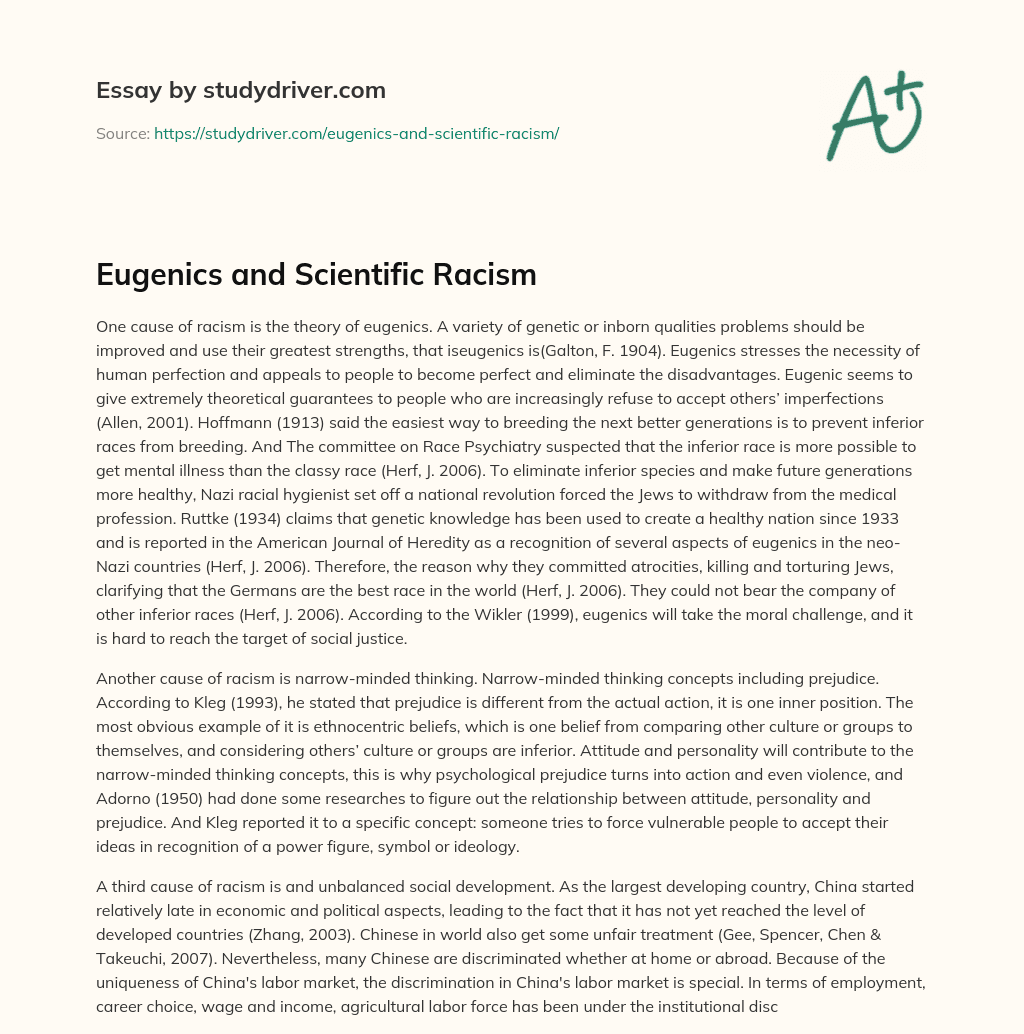 Eugenics and Scientific Racism essay