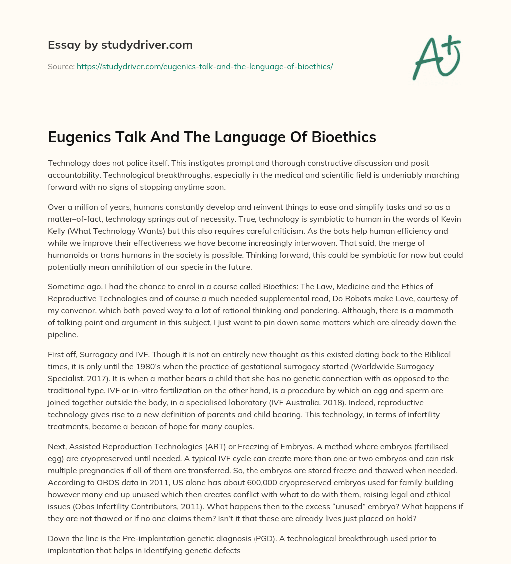 Eugenics Talk and the Language of Bioethics essay