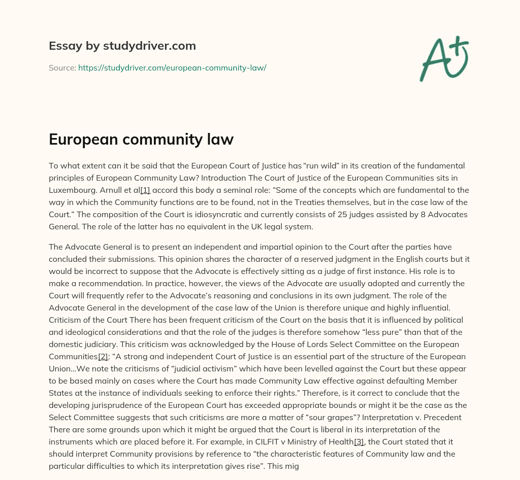 European Community Law essay