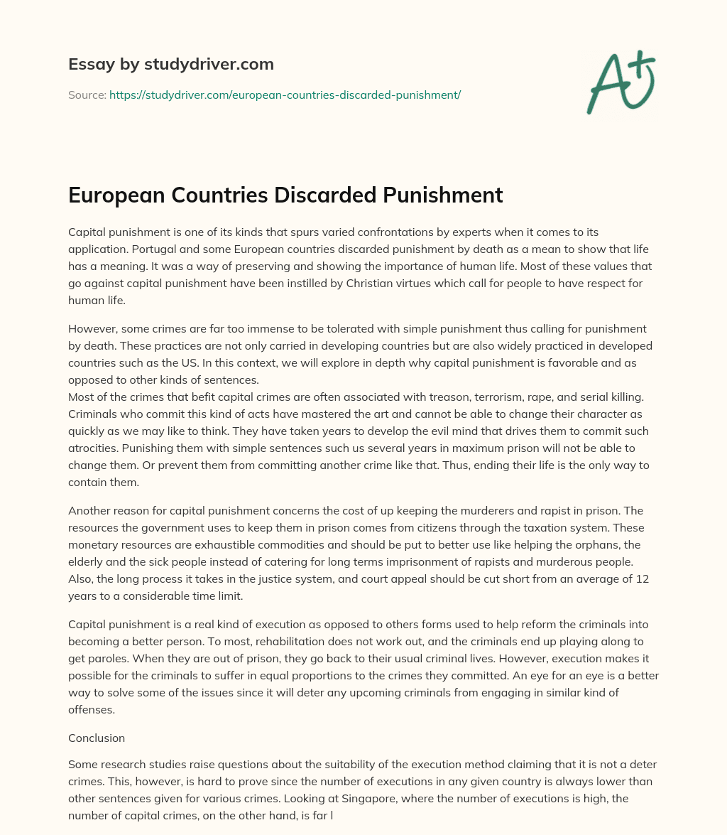 European Countries Discarded Punishment essay