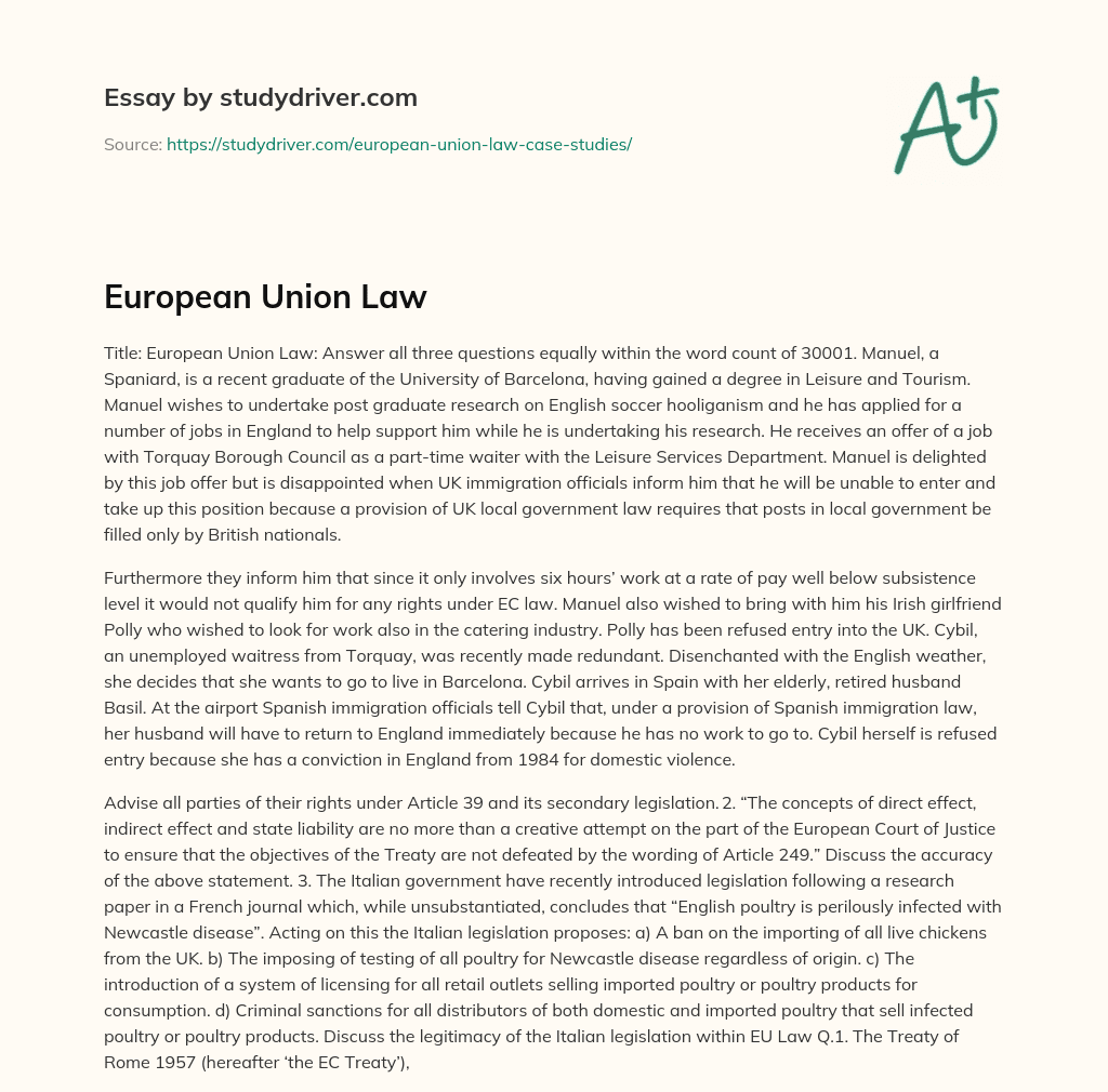 European Union Law essay