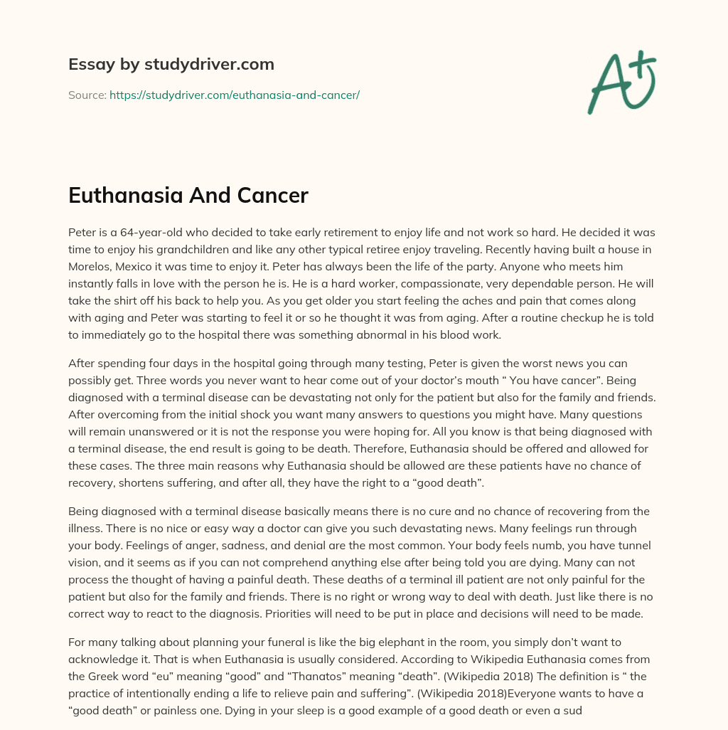 Euthanasia and Cancer essay