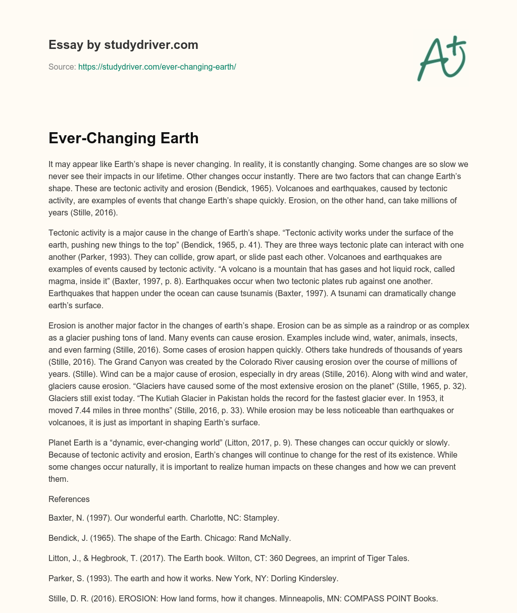 Ever-Changing Earth essay