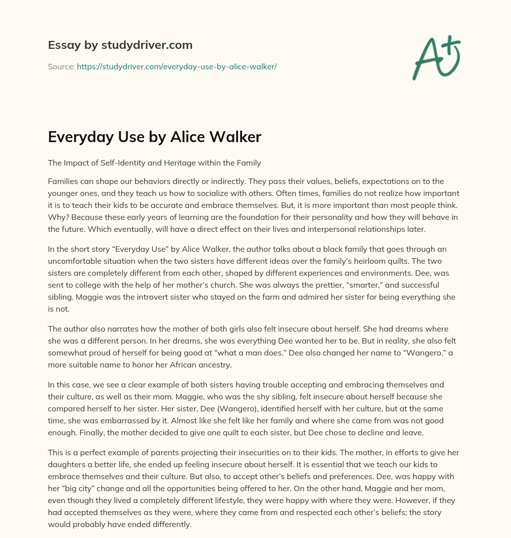 Everyday Use by Alice Walker essay