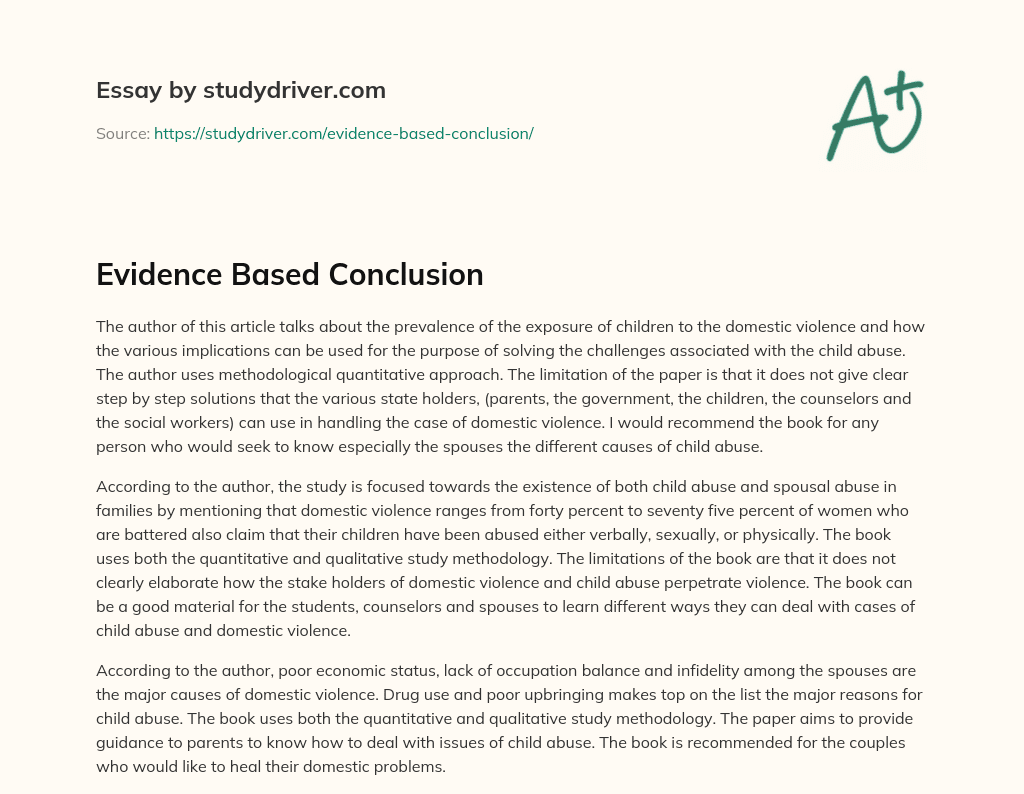 Evidence Based Conclusion essay