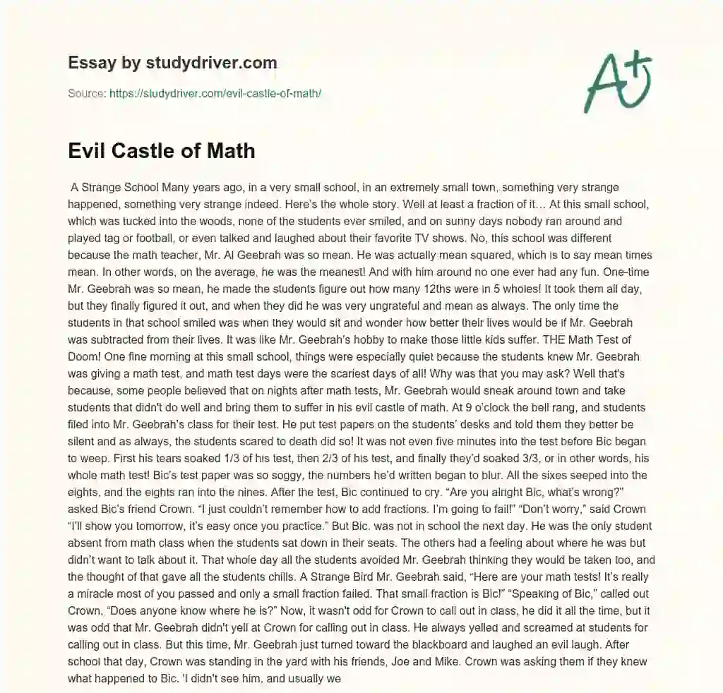 Evil Castle of Math essay
