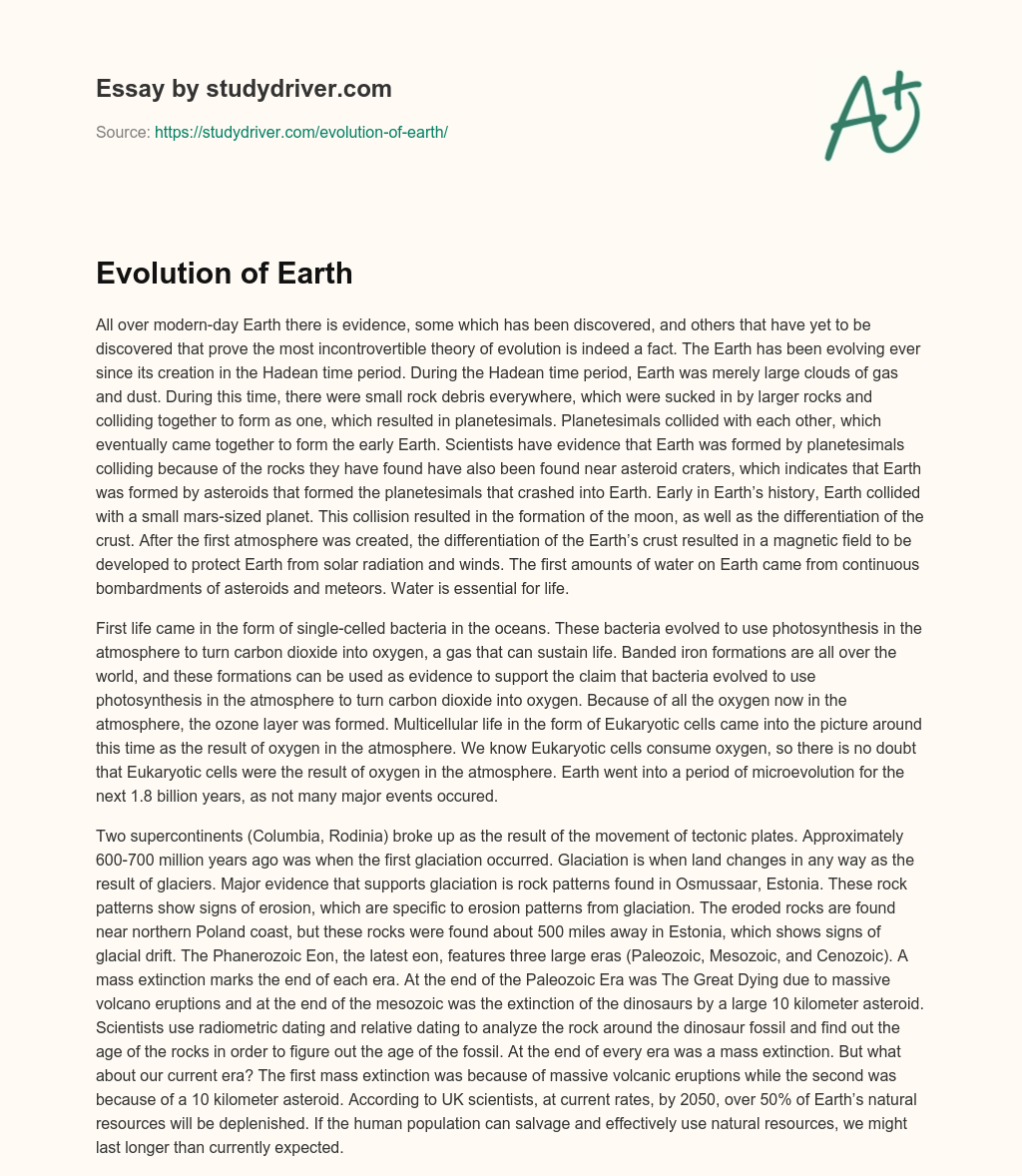 Evolution of Earth essay