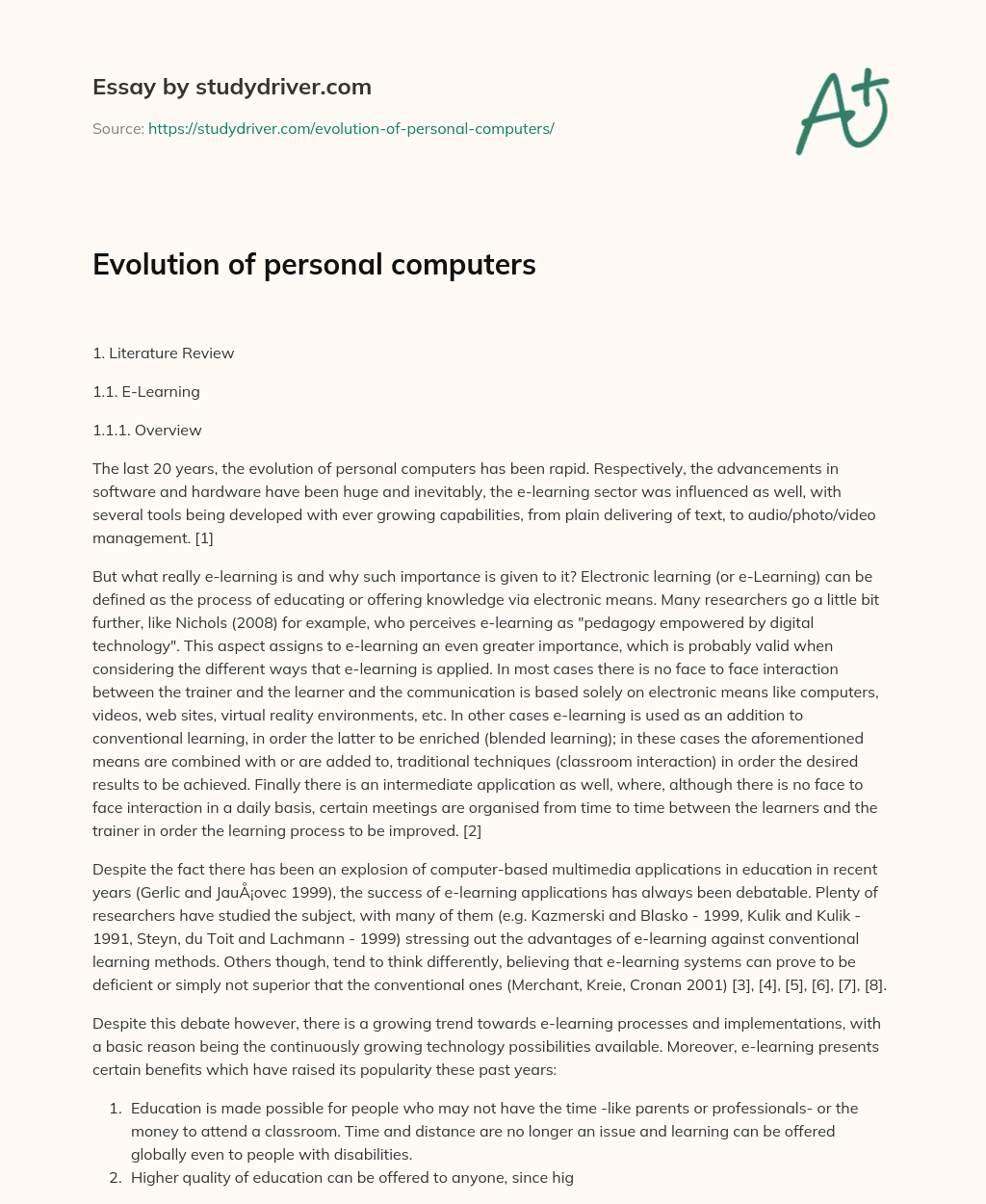 Evolution of Personal Computers essay
