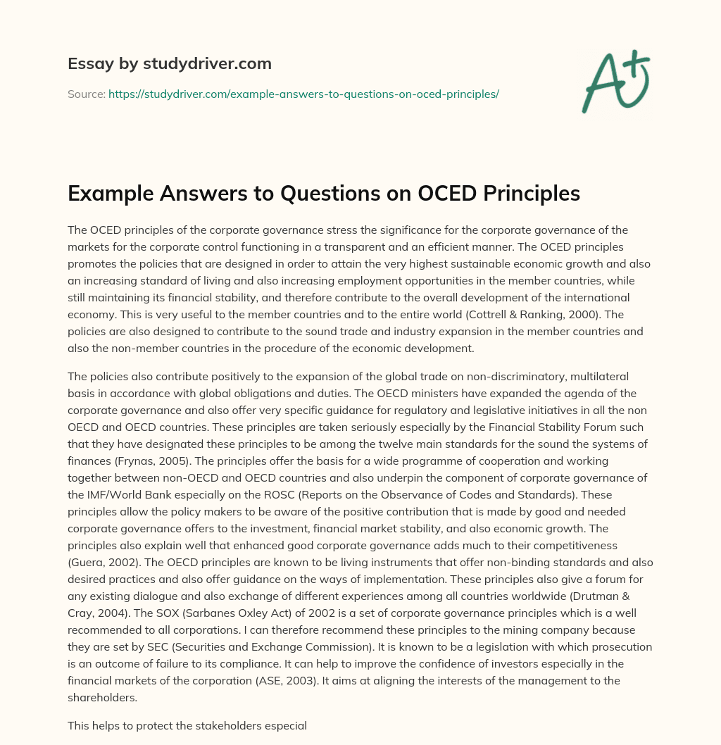 Example Answers to Questions on OCED Principles essay