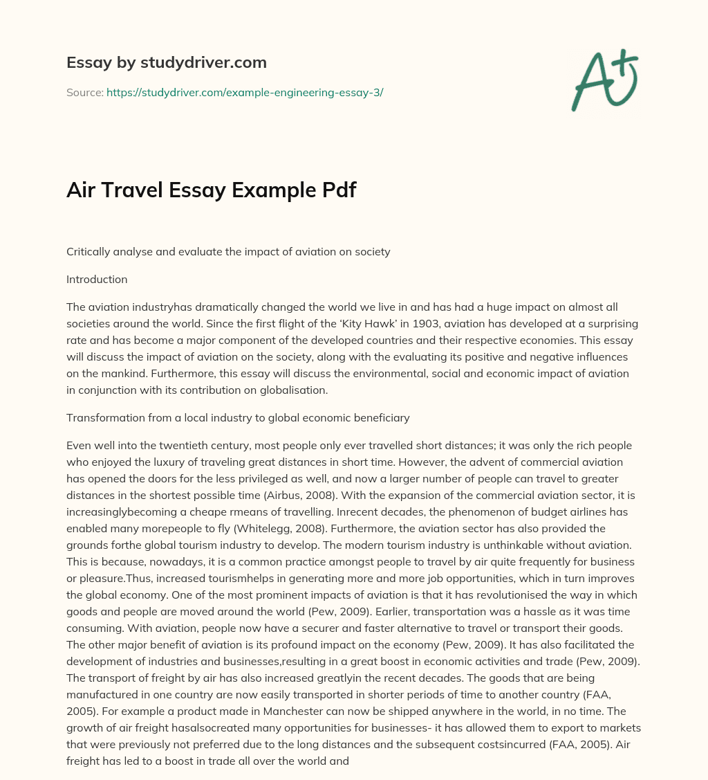 Air Travel Essay Example Pdf essay