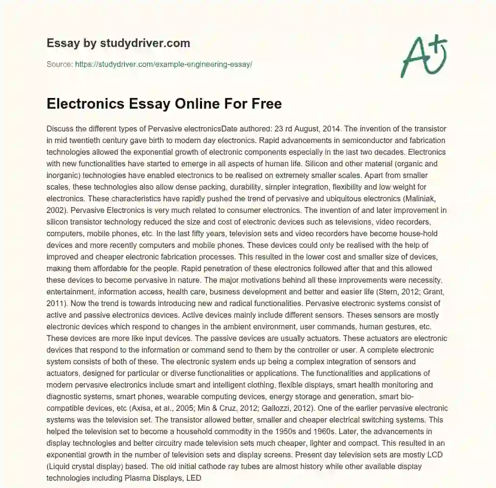 Electronics Essay Online for Free essay