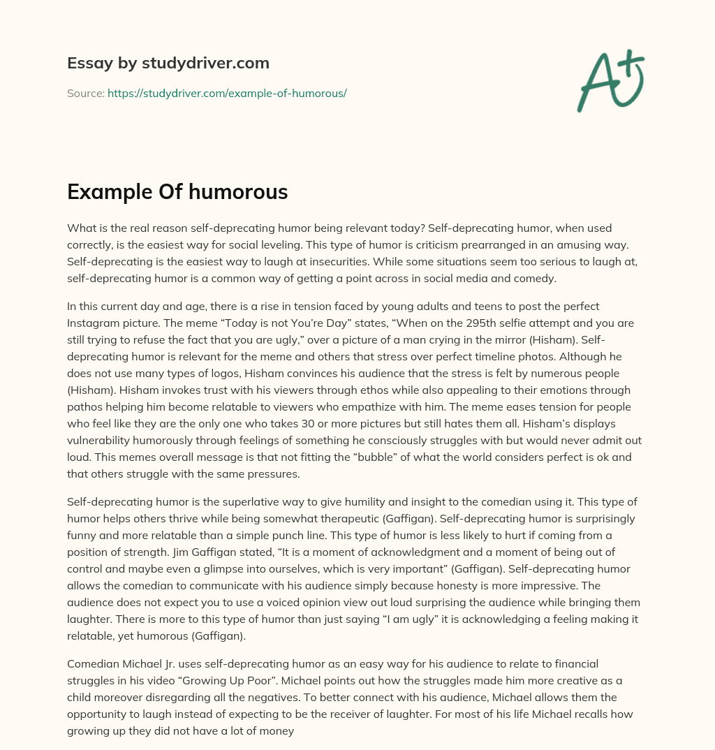 Example of Humorous essay