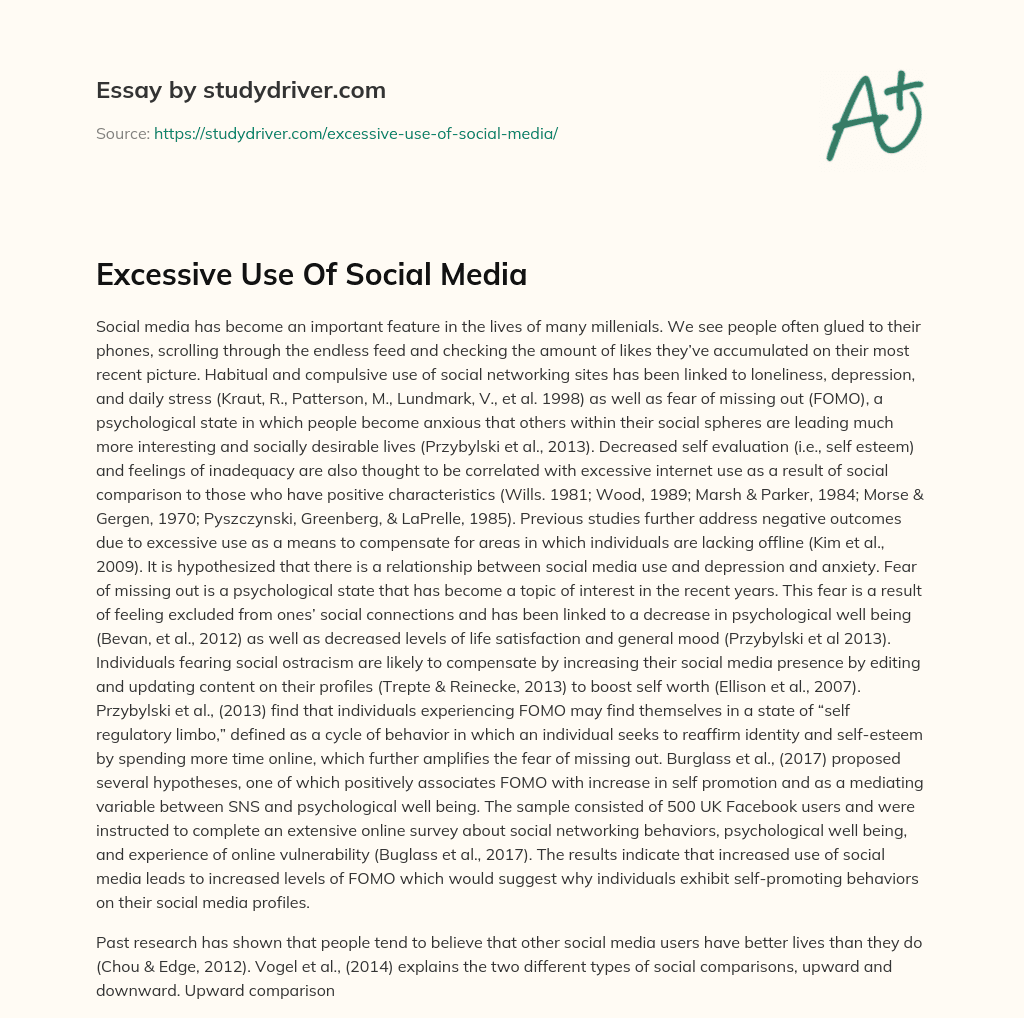 Excessive Use of Social Media essay