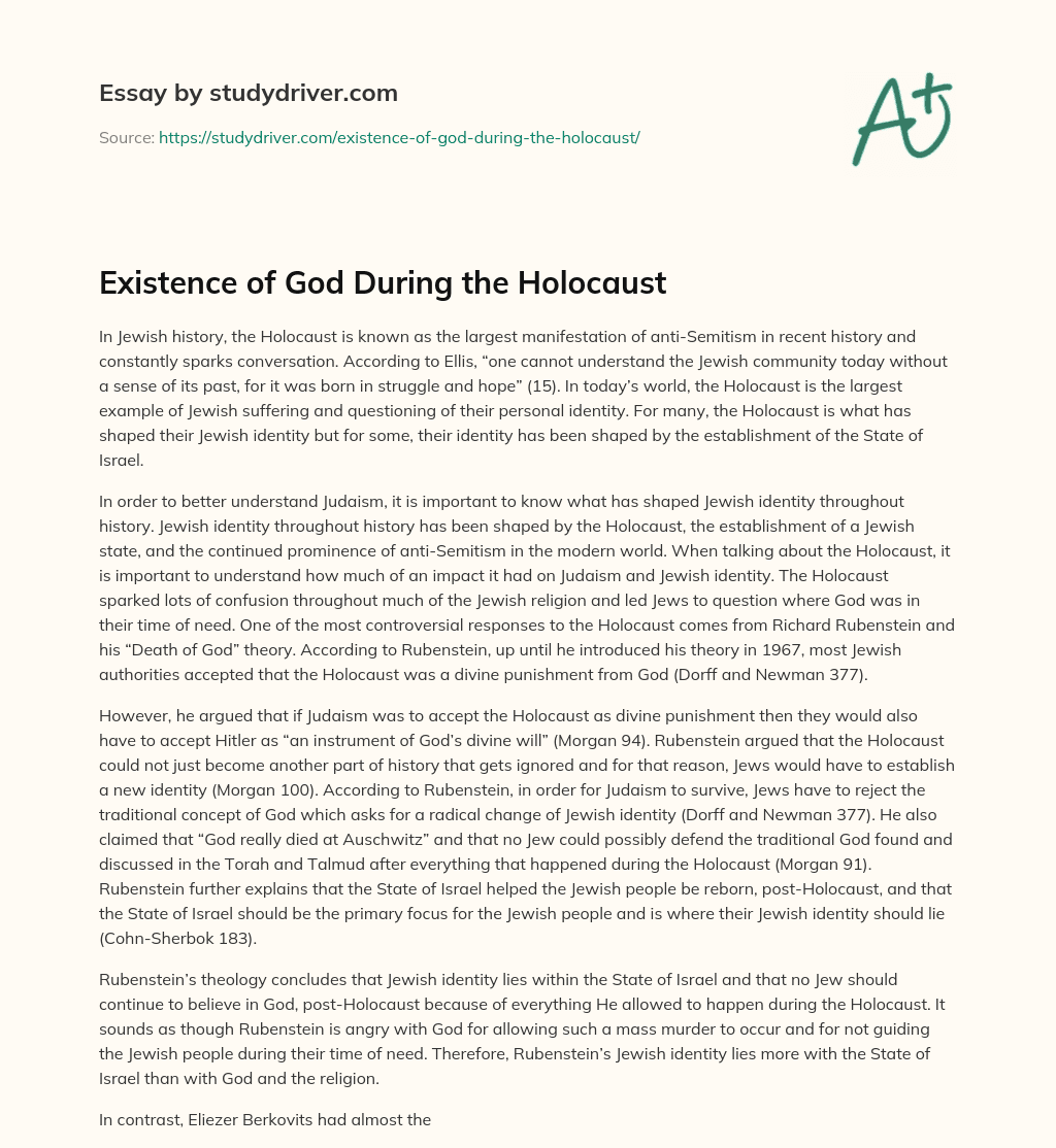 Existence of God during the Holocaust essay