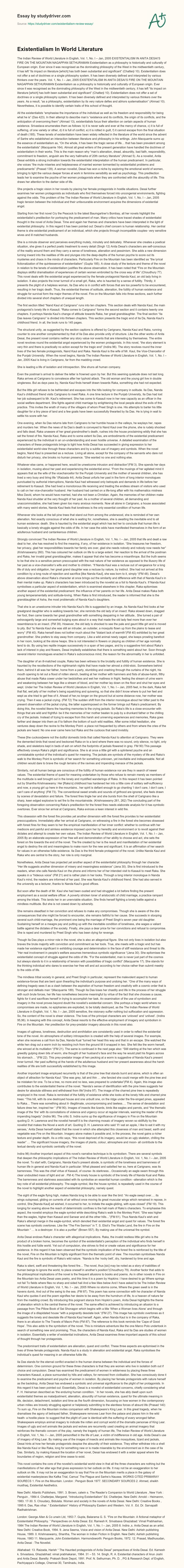 Existentialism in World Literature essay