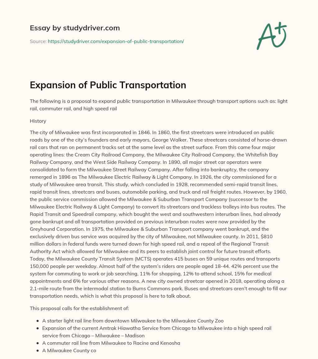 Expansion of Public Transportation essay