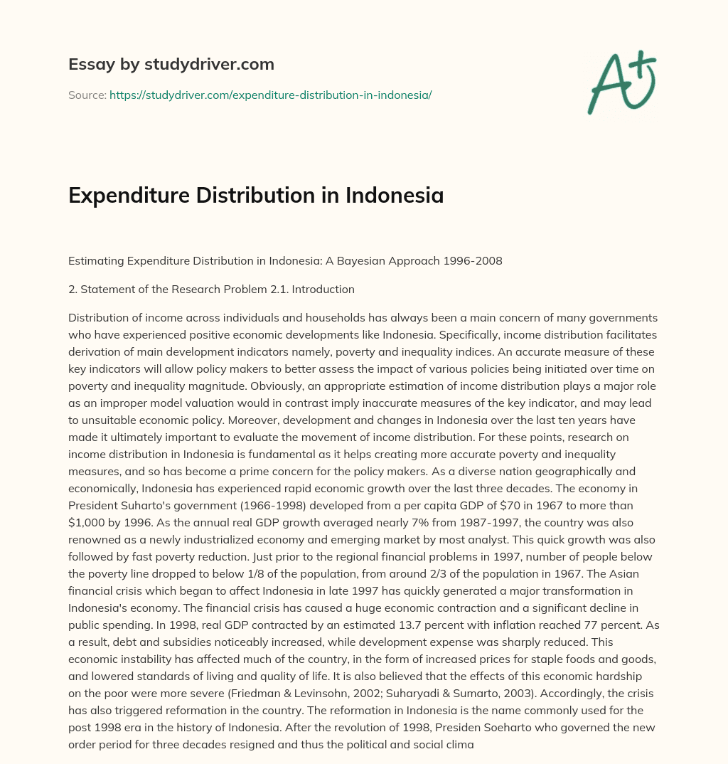 Expenditure Distribution in Indonesia essay