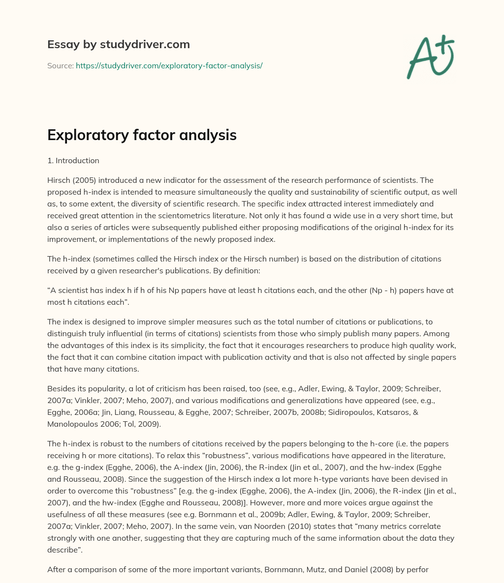 Exploratory Factor Analysis essay
