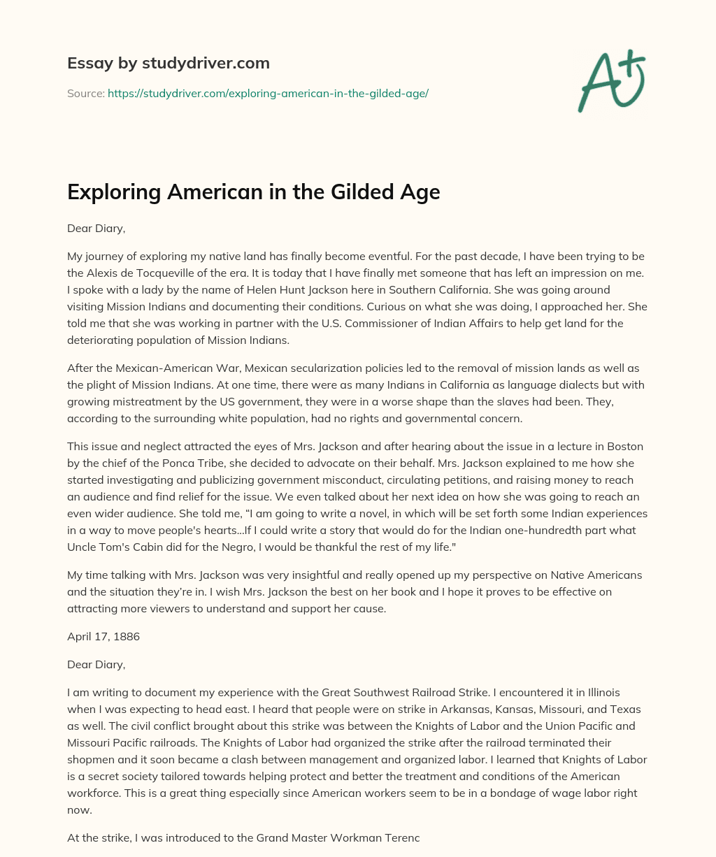 the gilded age summary essay