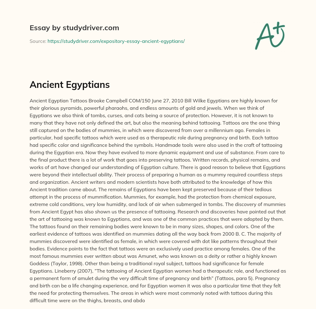 Ancient Egyptians essay