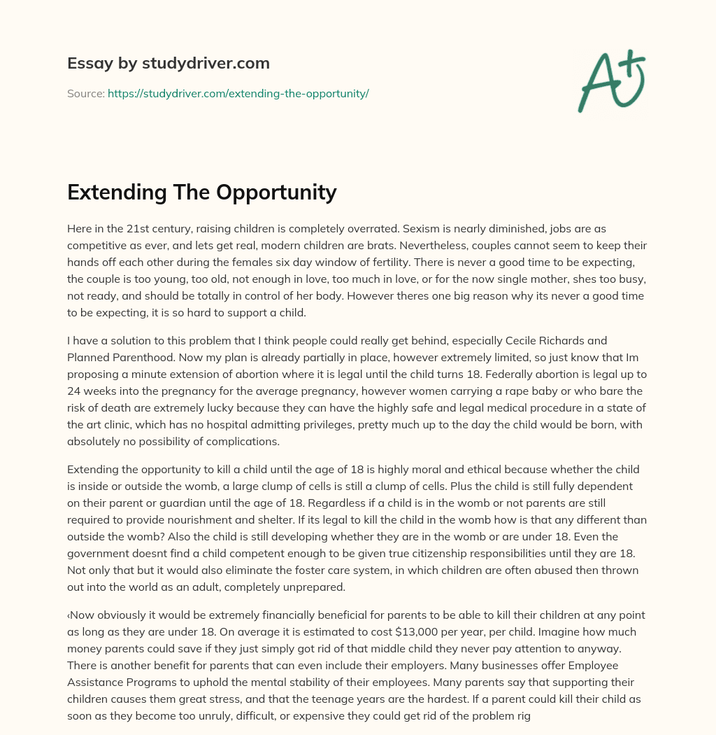 Extending the Opportunity essay