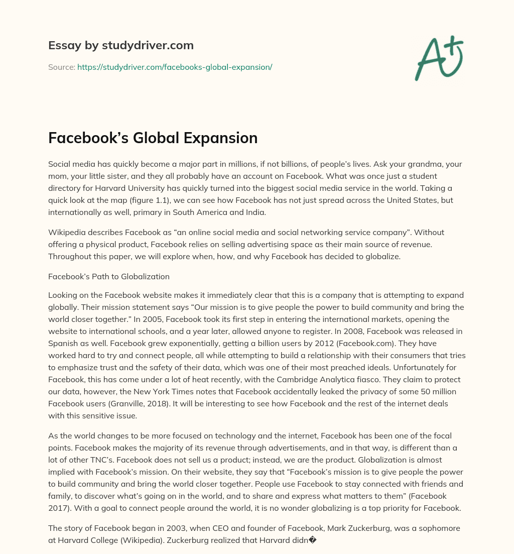 Facebook’s Global Expansion essay