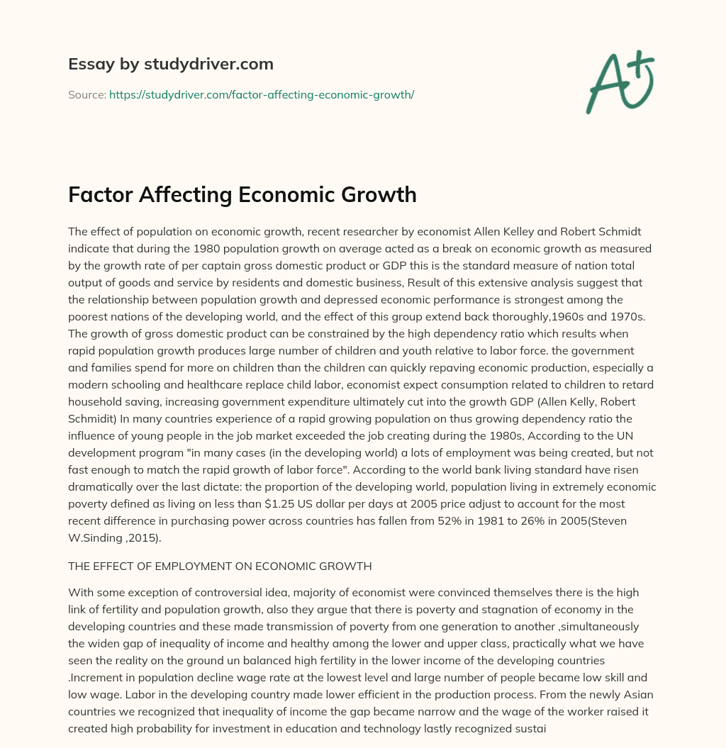 Factor Affecting Economic Growth essay