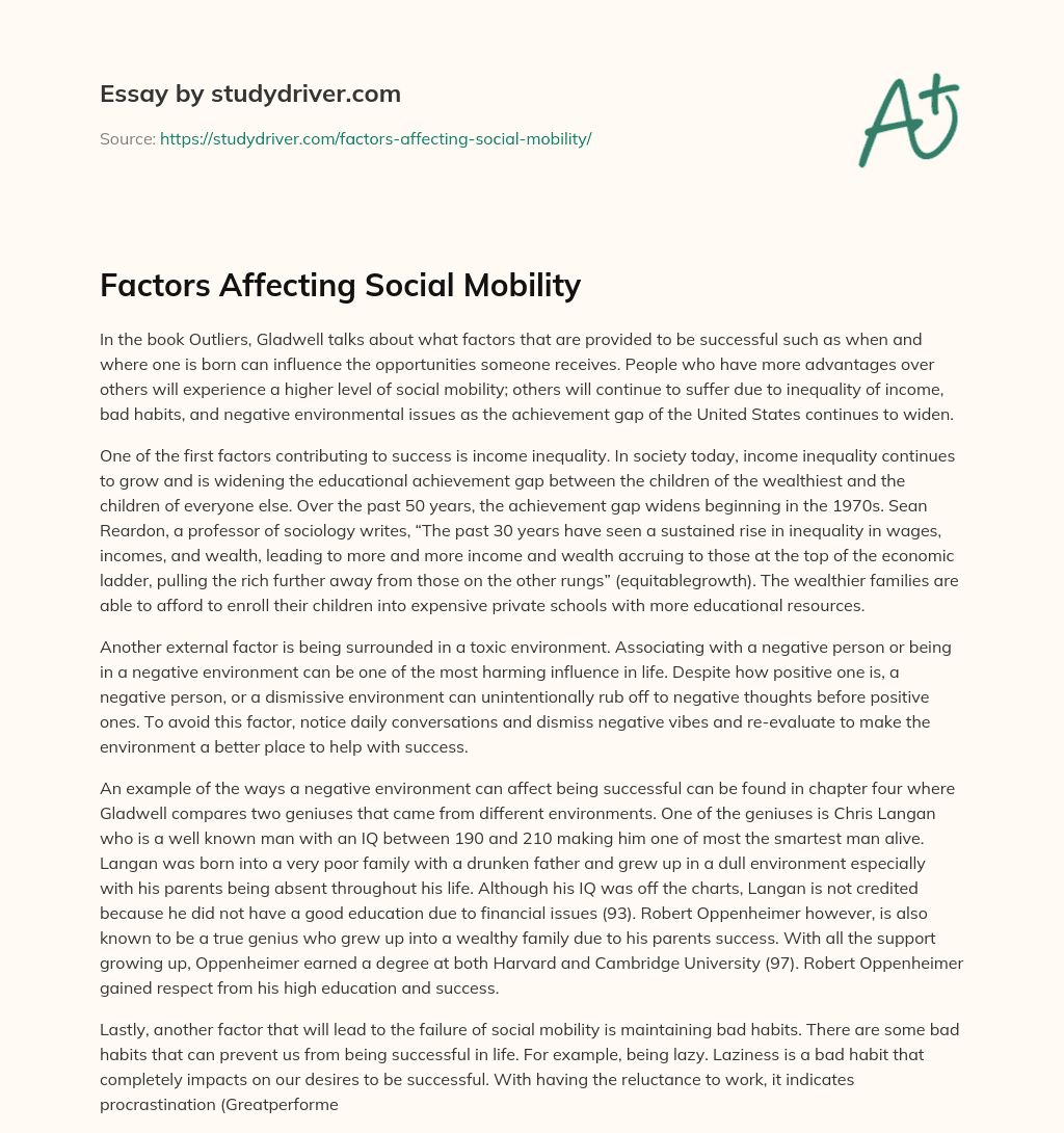 Factors Affecting Social Mobility essay