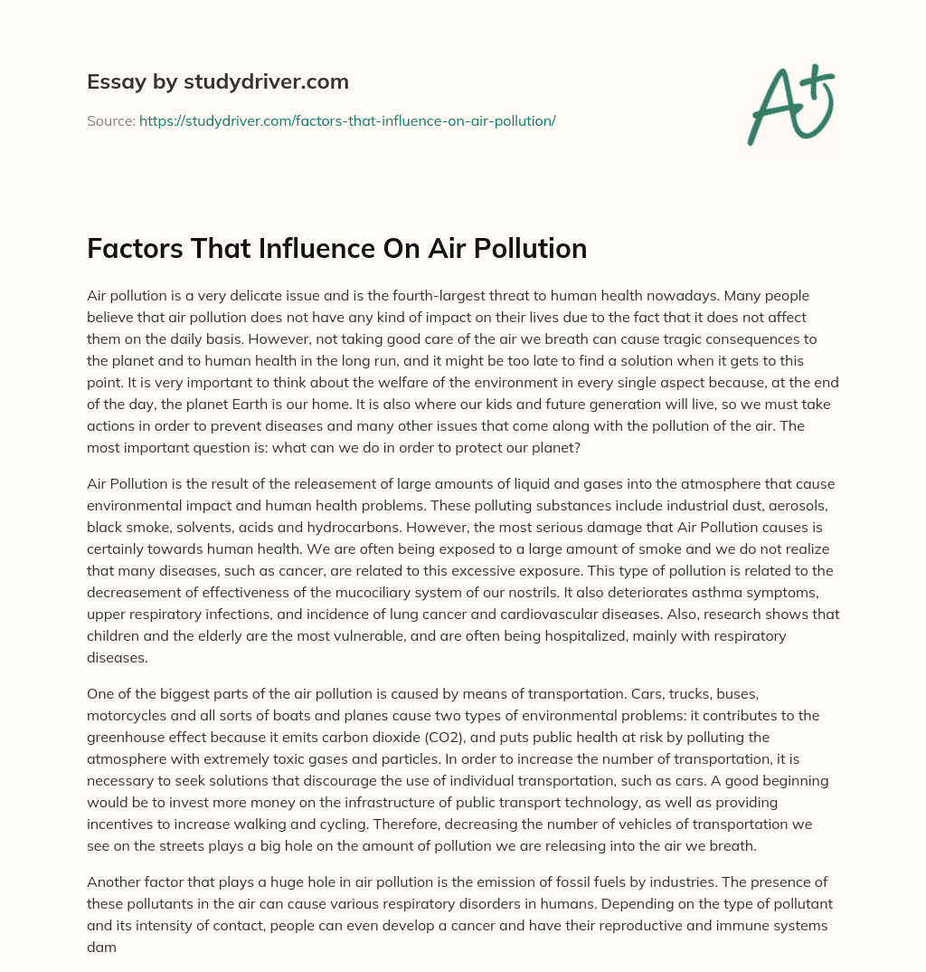 Factors that Influence on Air Pollution essay