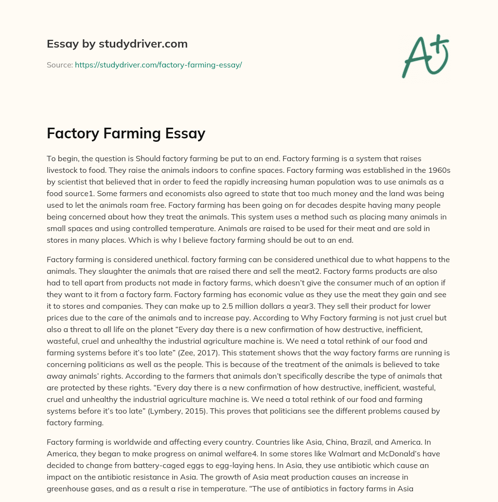 Factory Farming Essay essay