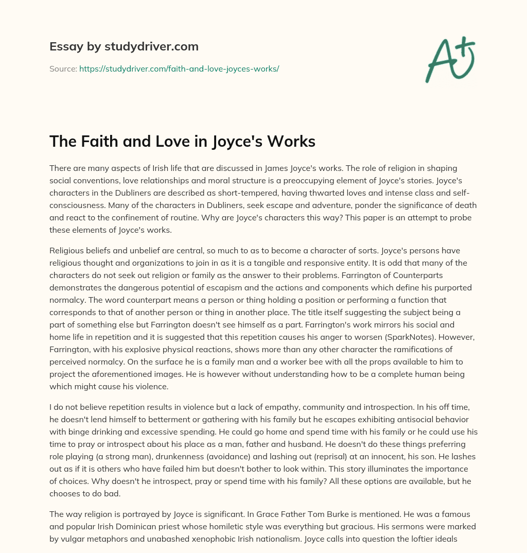 The Faith and Love in Joyce’s Works essay