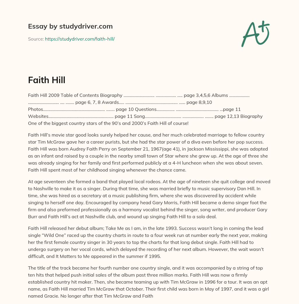 Faith Hill essay