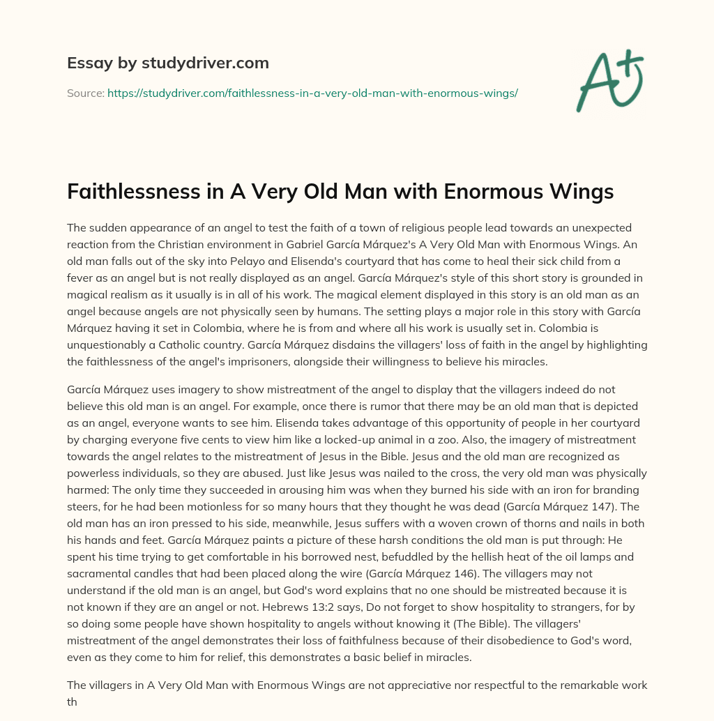 Faithlessness in a very Old Man with Enormous Wings essay