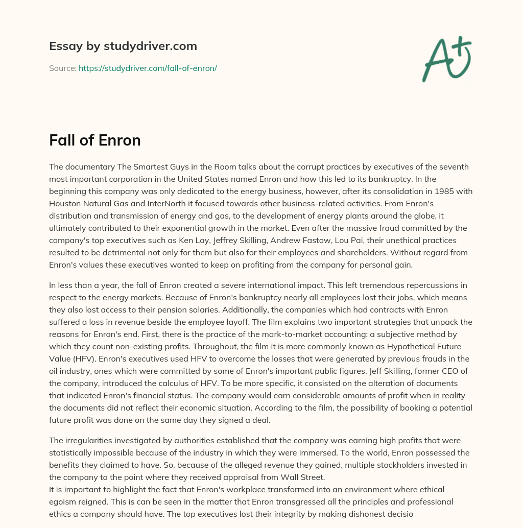 Fall of Enron essay