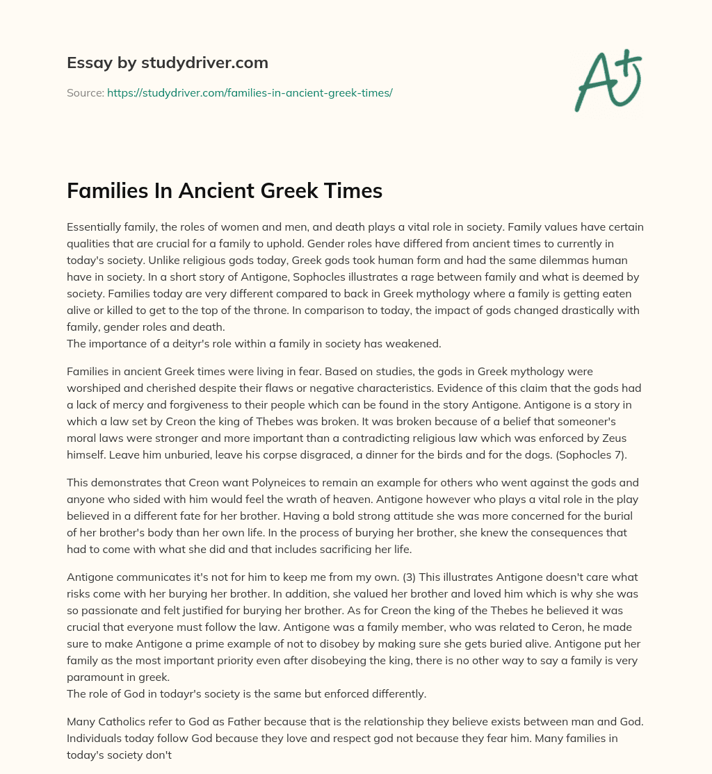 Families in Ancient Greek Times essay