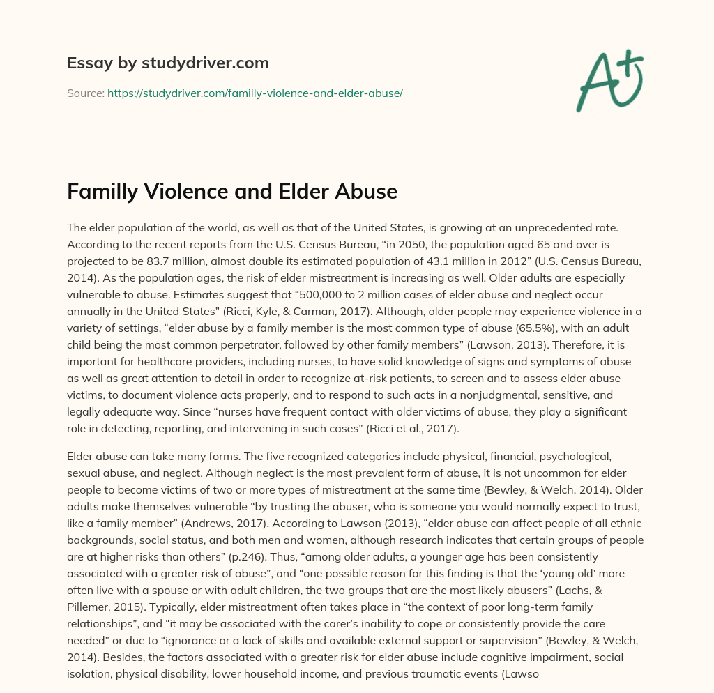 Familly Violence and Elder Abuse essay