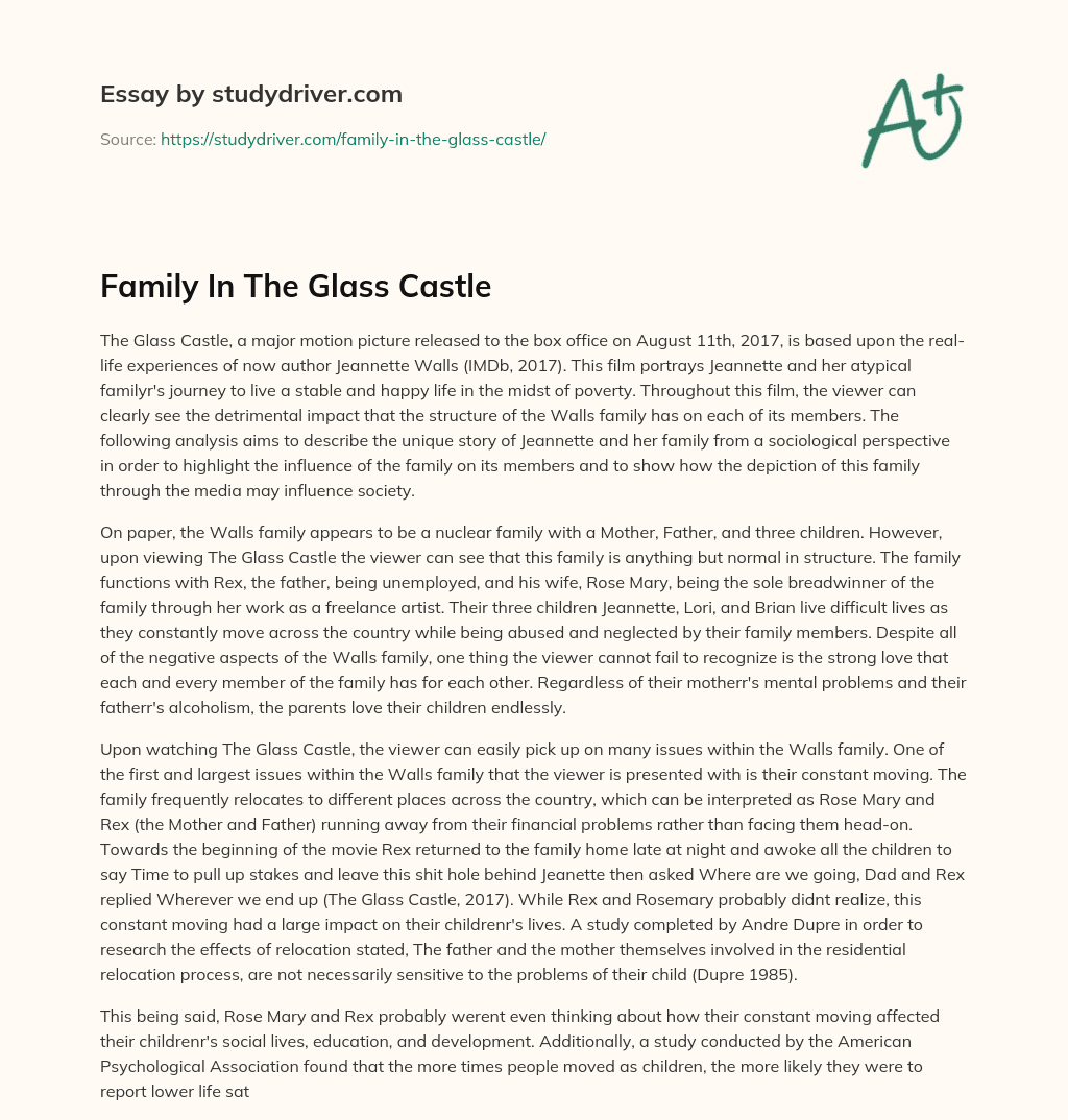 Family in the Glass Castle essay