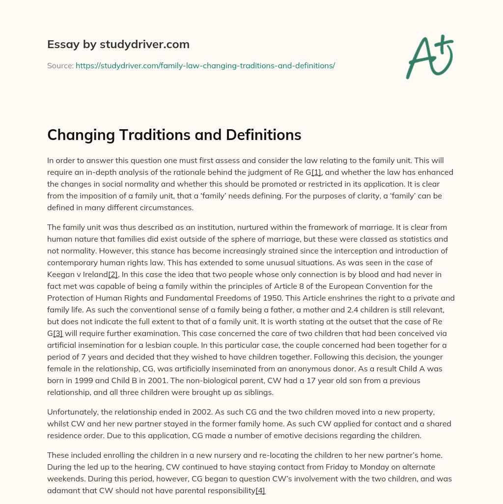 Changing Traditions and Definitions essay